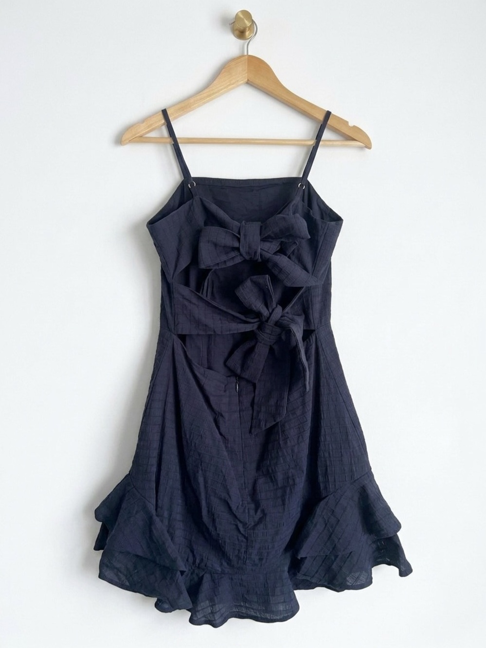 Selfie Leslie Sarah Kay Navy Ruffle Hem Mini Dress Bodycon Party Sz Small - Picture 3 of 5